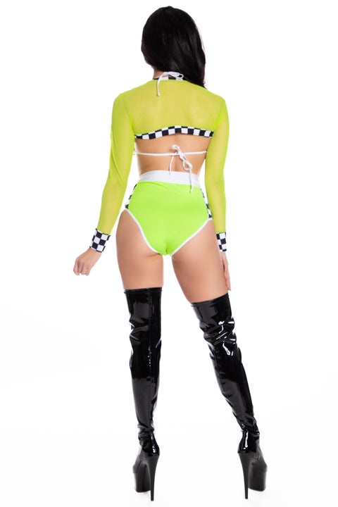On Your Marks Costume, Sexy Racer Costume, Green Racer Costume