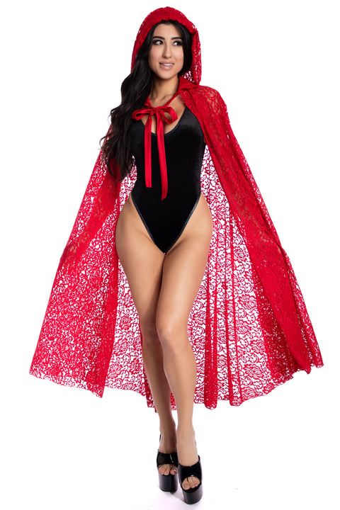 Hooded lace cape, Lace costume cape, Red cape
