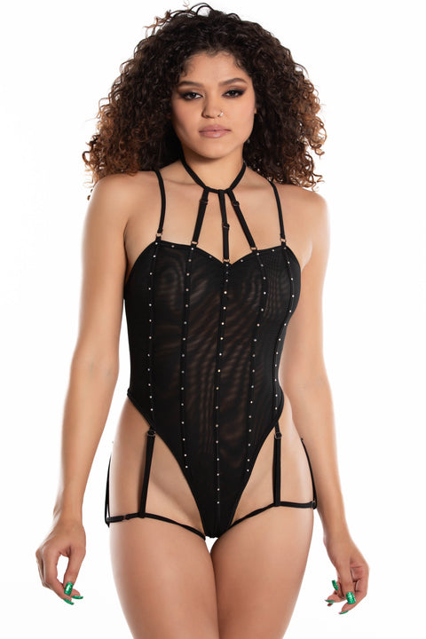 6065ST Mesh Gartered Bodysuit