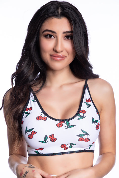 145 Pattern Tank Top - White Cherry Skulls