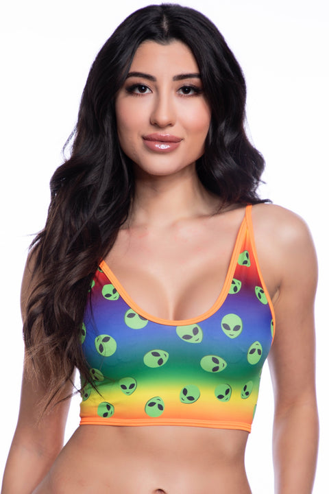 Alien stripper crop top, Alien dance top, Alien crop top