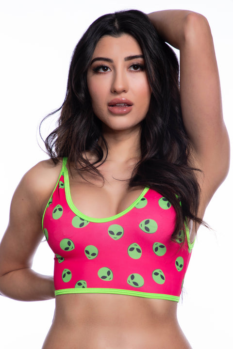 Alien stripper crop top, Alien dance top, Alien crop top